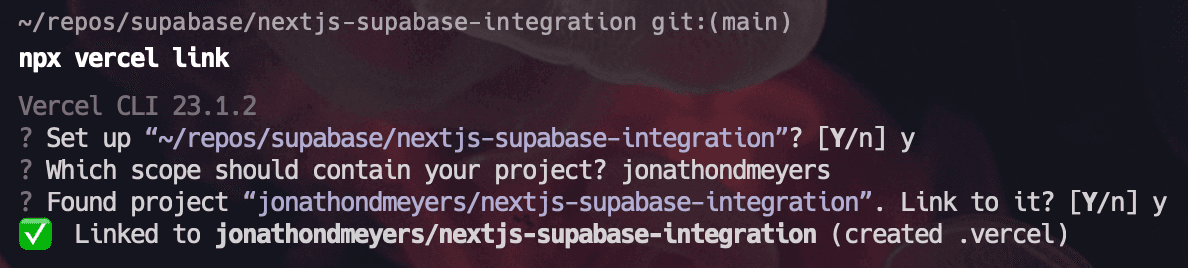 Link project from Vercel
